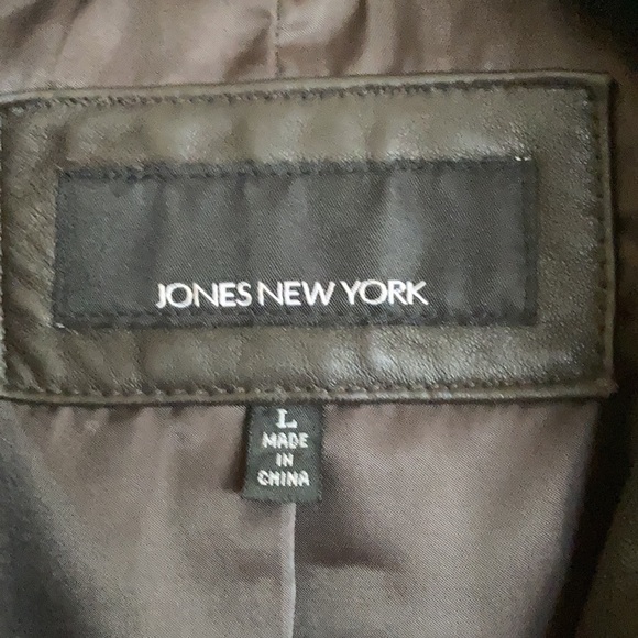 JONES NEW YORK BROWN LEATHER JACKET - Picture 3 of 4